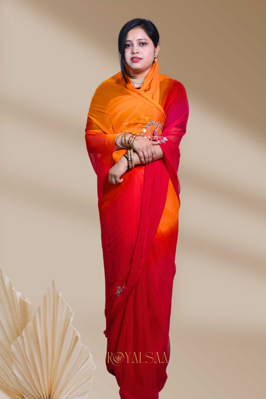 Gota Saree – Handcrafted Brilliance with Peacock Motif