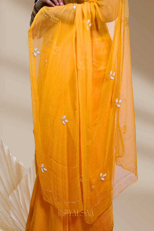 Lightweight Yellow Saree – Ideal for Mehendi & haldi ceremony
