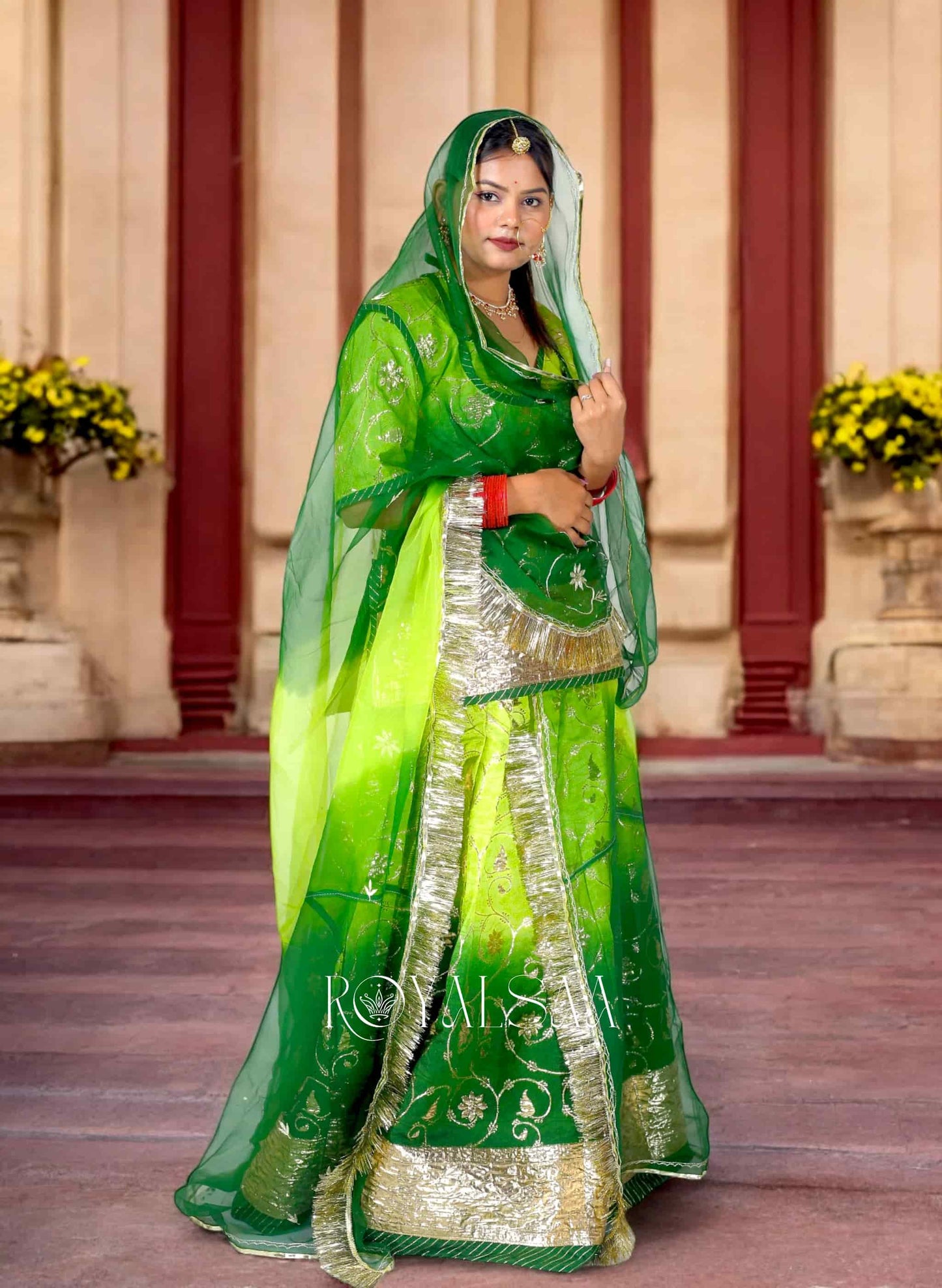 Banarasi Bahaar - Hariyali Rang Rajputi Poshak