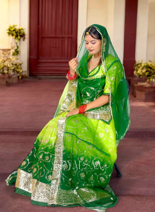 Banarasi Bahaar - Hariyali Rang Rajputi Poshak