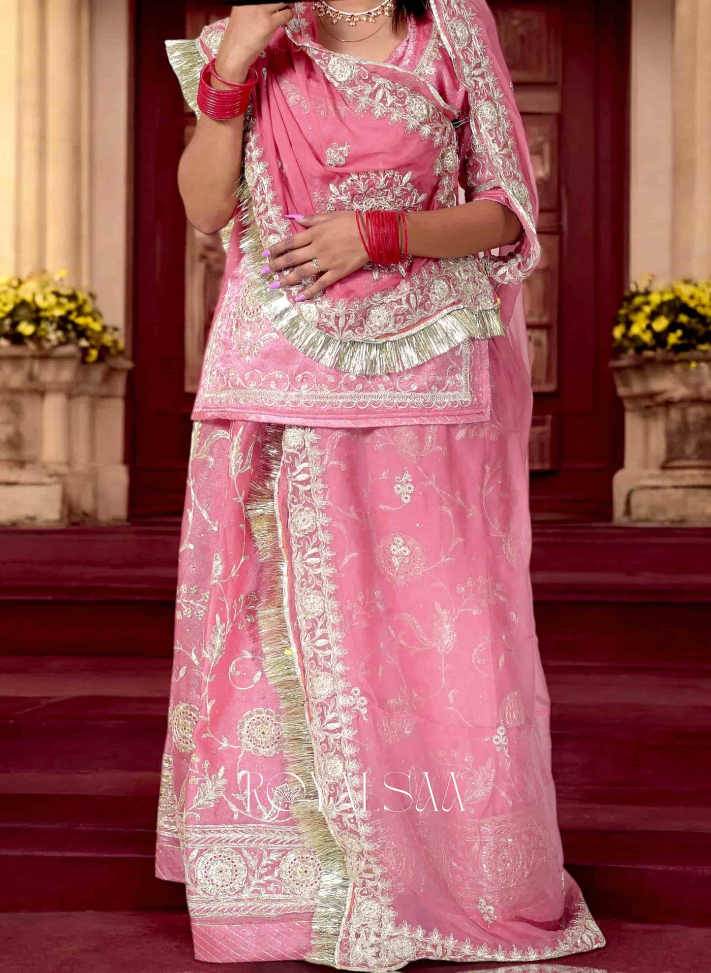Jimmy Chu Gulabi Peach Rajputi Poshak