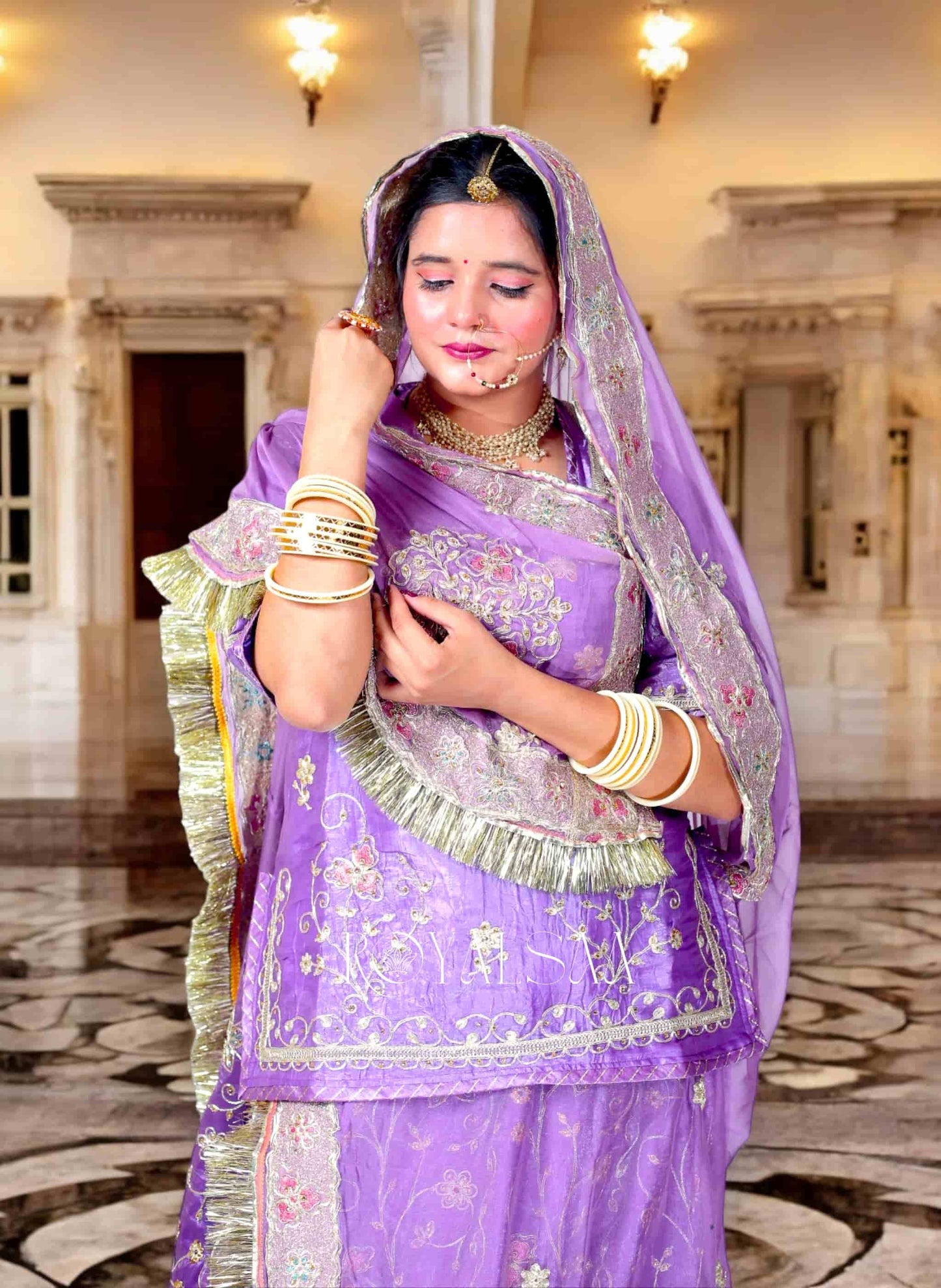 Lavender Noorani Rajputi Poshak Set