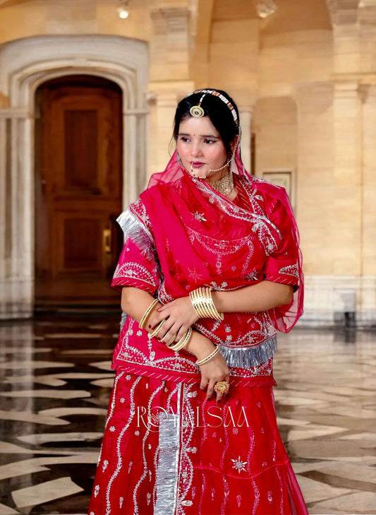 Rani Sa Magenta Poshak – Bamber Satin with Zari & Zardosi Work