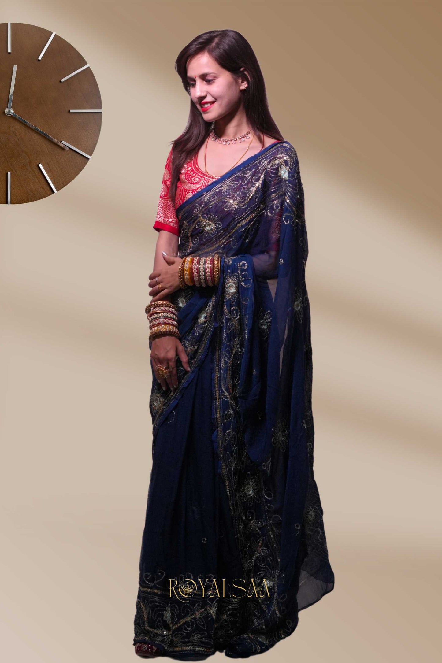 Inaya Kasab Saree – Elegance with Sequin Detailing