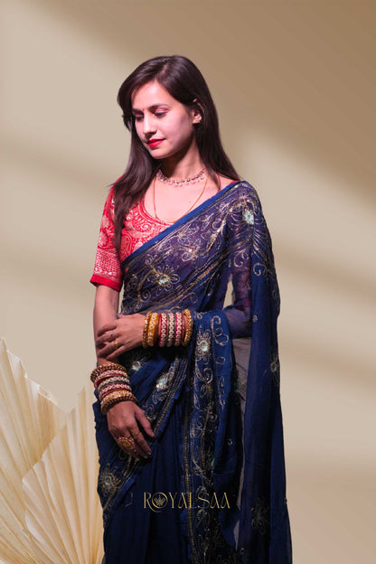 Inaya Kasab Saree – Elegance with Sequin Detailing