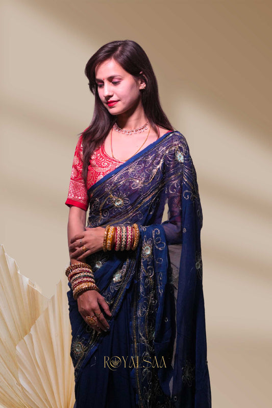 Inaya Kasab Saree – Elegance with Sequin Detailing