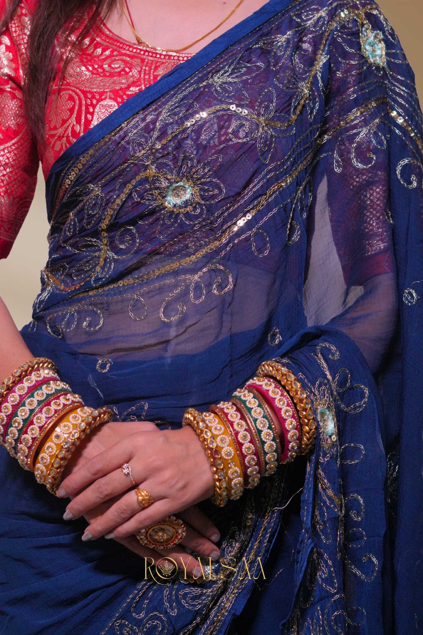 Inaya Kasab Saree – Elegance with Sequin Detailing