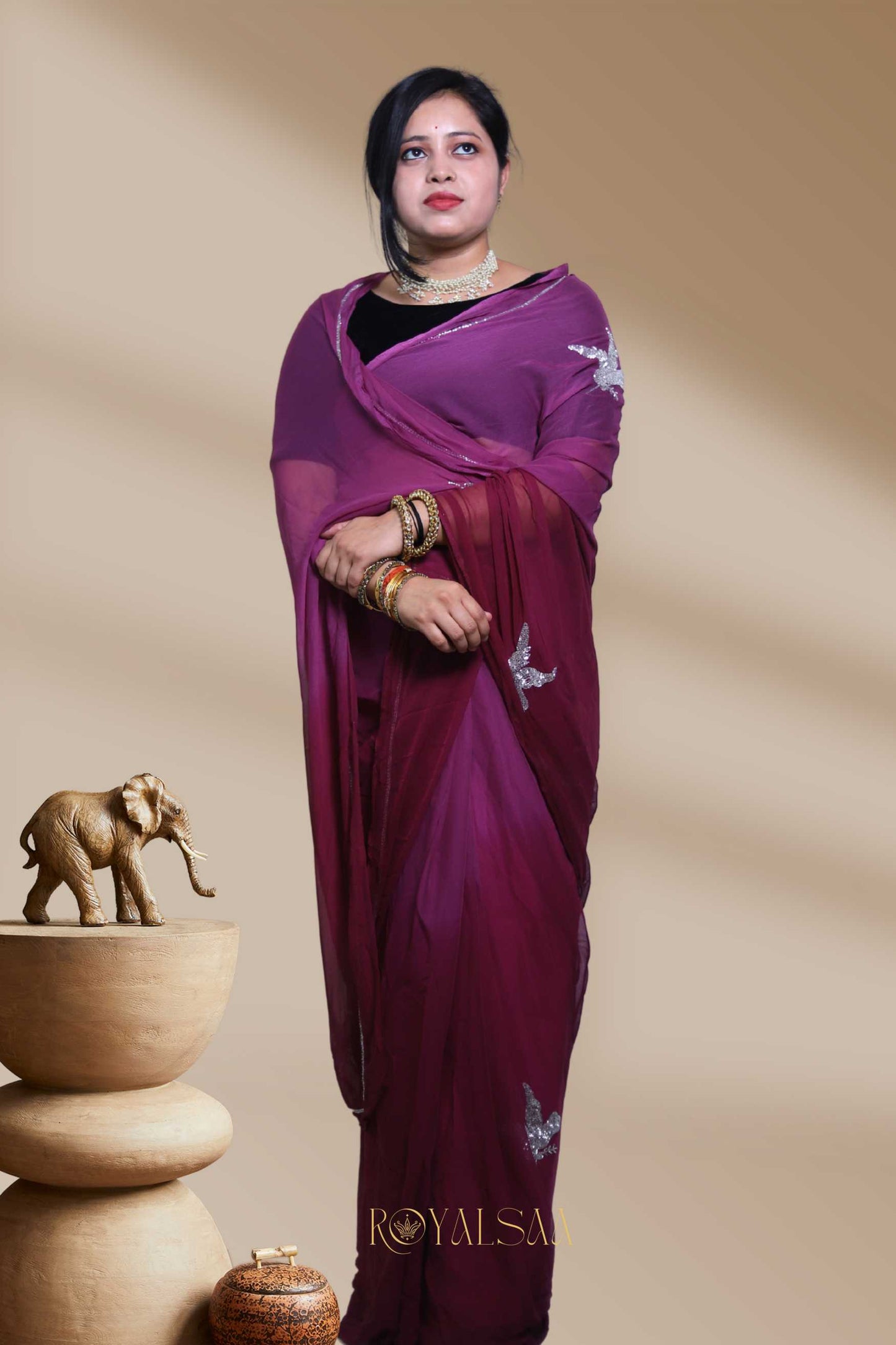 Gota Saree – Handcrafted Peacock Magic.