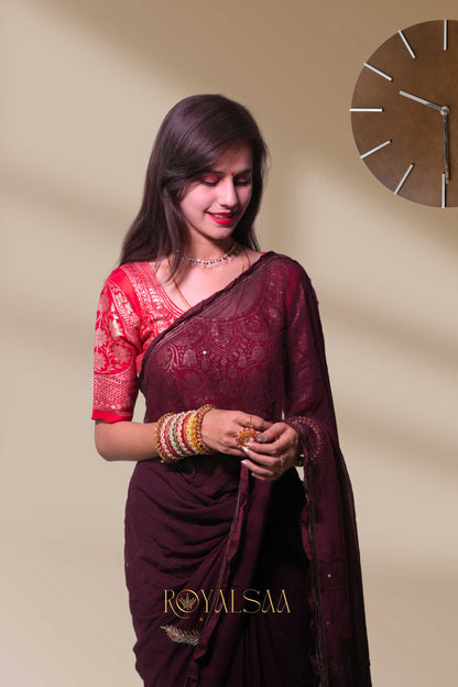 Kasab Saree – Timeless Detailing with Machine Craft