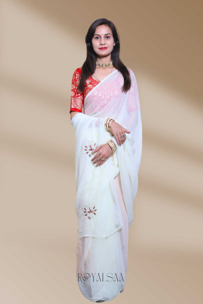 Kasab Saree – Exquisite Handwork in Off White