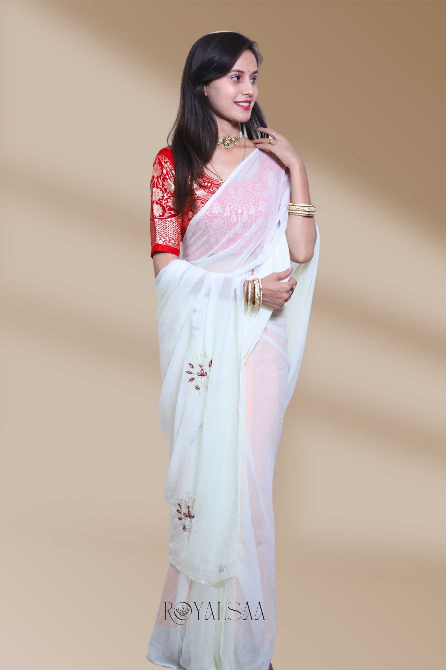 Kasab Saree – Exquisite Handwork in Off White