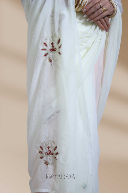 Kasab Saree – Exquisite Handwork in Off White