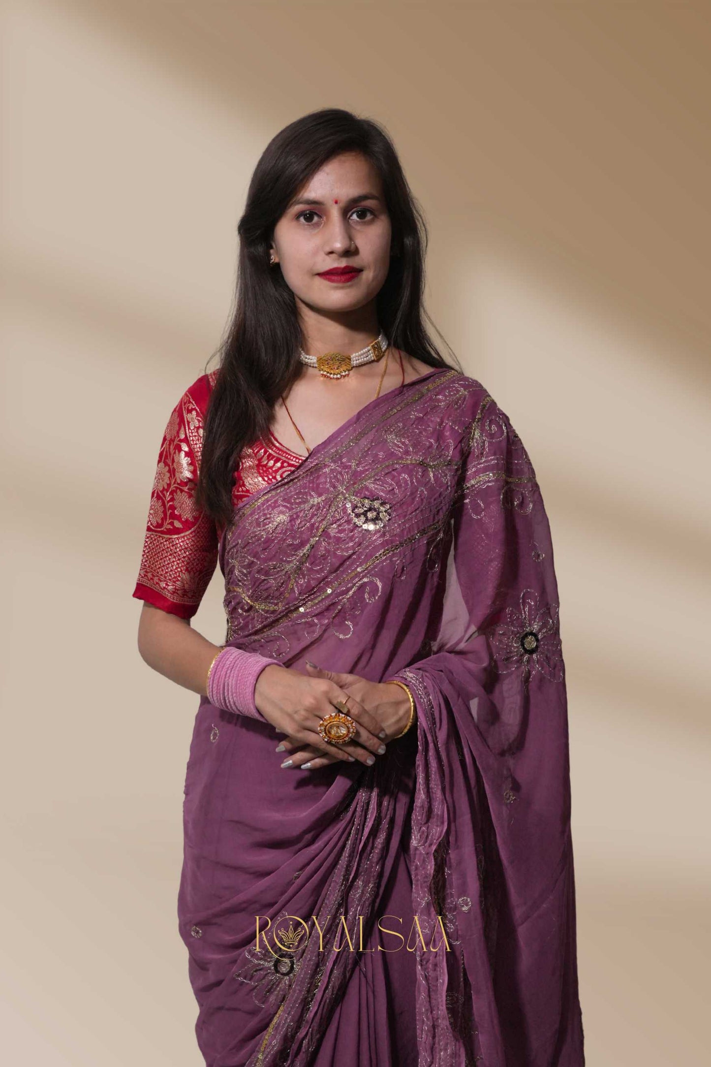 Meher Kasab Saree – Hand Sequin Touch