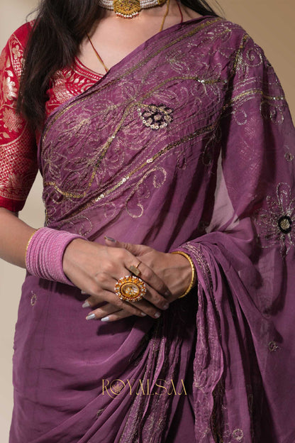 Meher Kasab Saree – Hand Sequin Touch