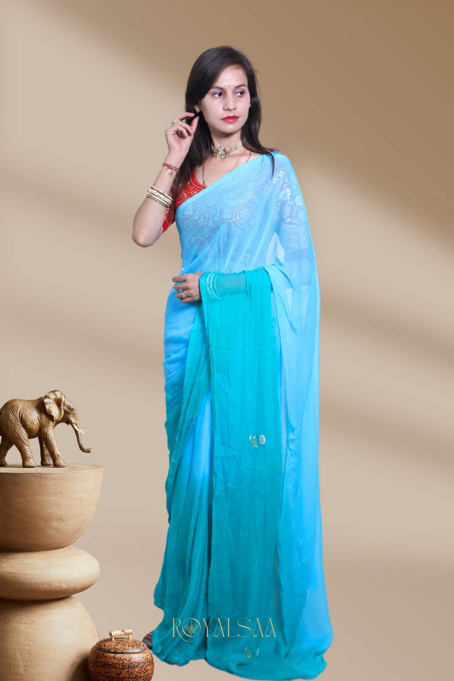 Elegant Bloom Butti Saree – Handcrafted with 30+ Buttis