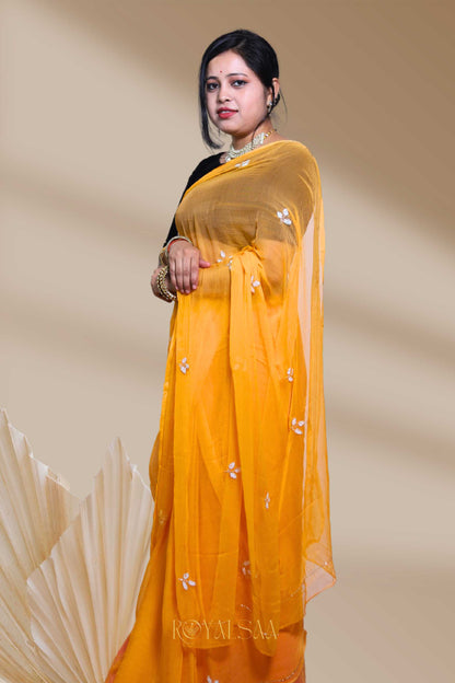 Lightweight Yellow Saree  – Ideal for Mehendi & haldi ceremony