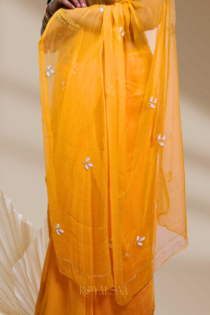 Lightweight Yellow Saree  – Ideal for Mehendi & haldi ceremony