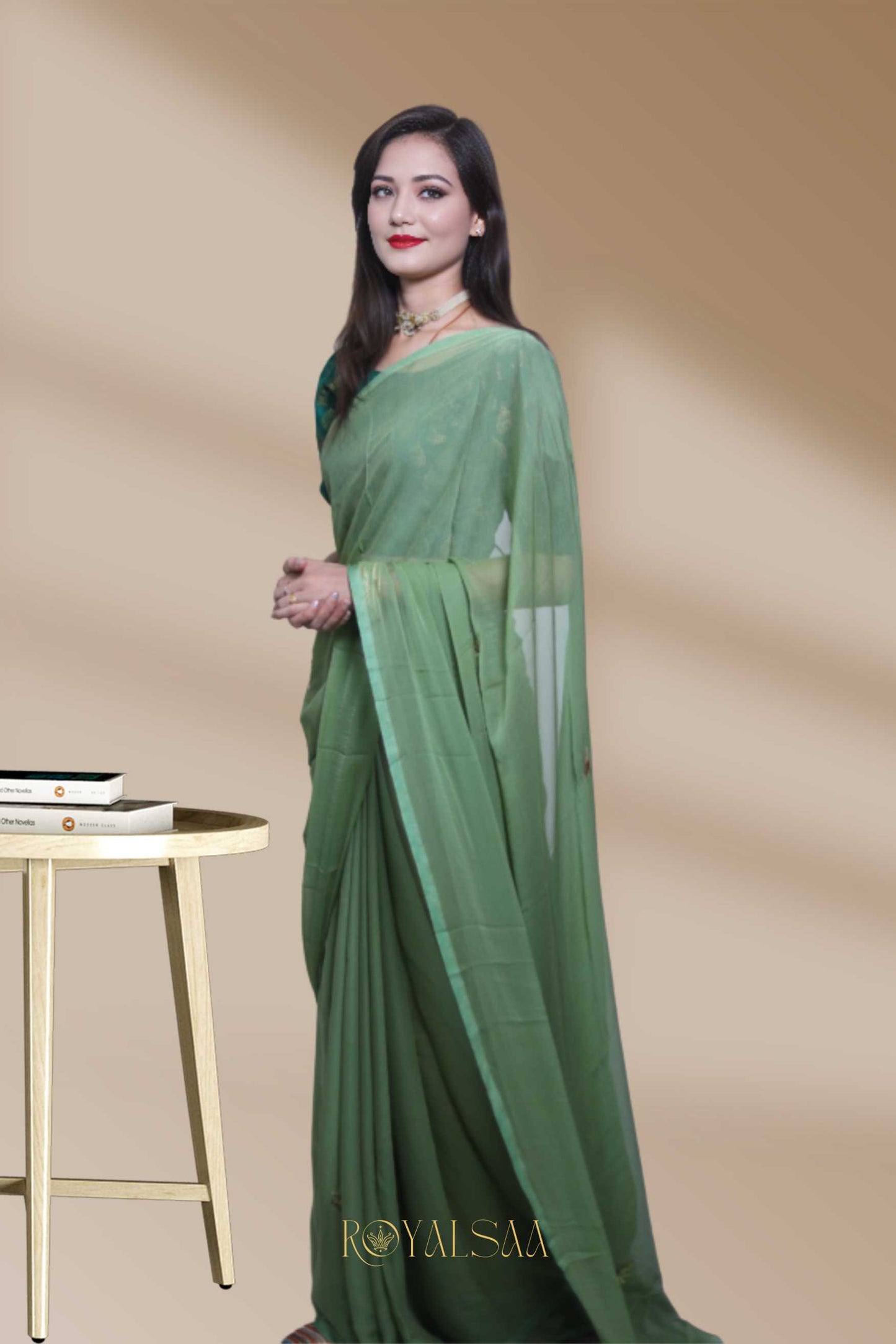 Sequin Saree – Handcrafted Elegance in Olive Green