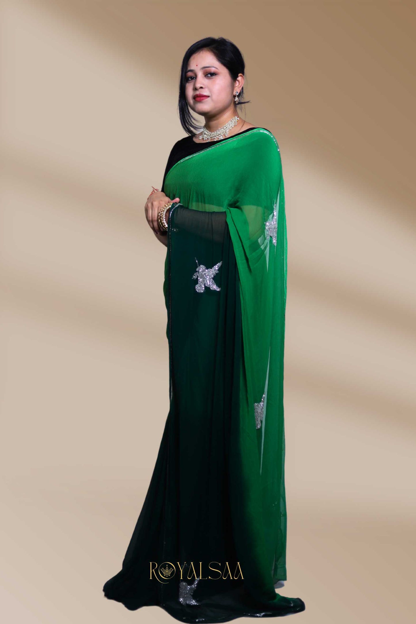Mehira Gota Saree – Handcrafted Peacock Elegance