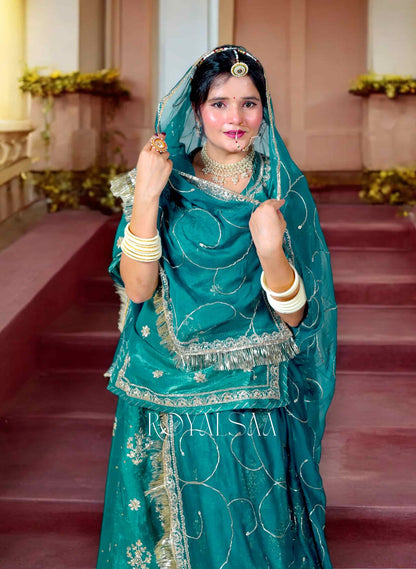 Jimmy Chu Teal Green Rajputi Poshak