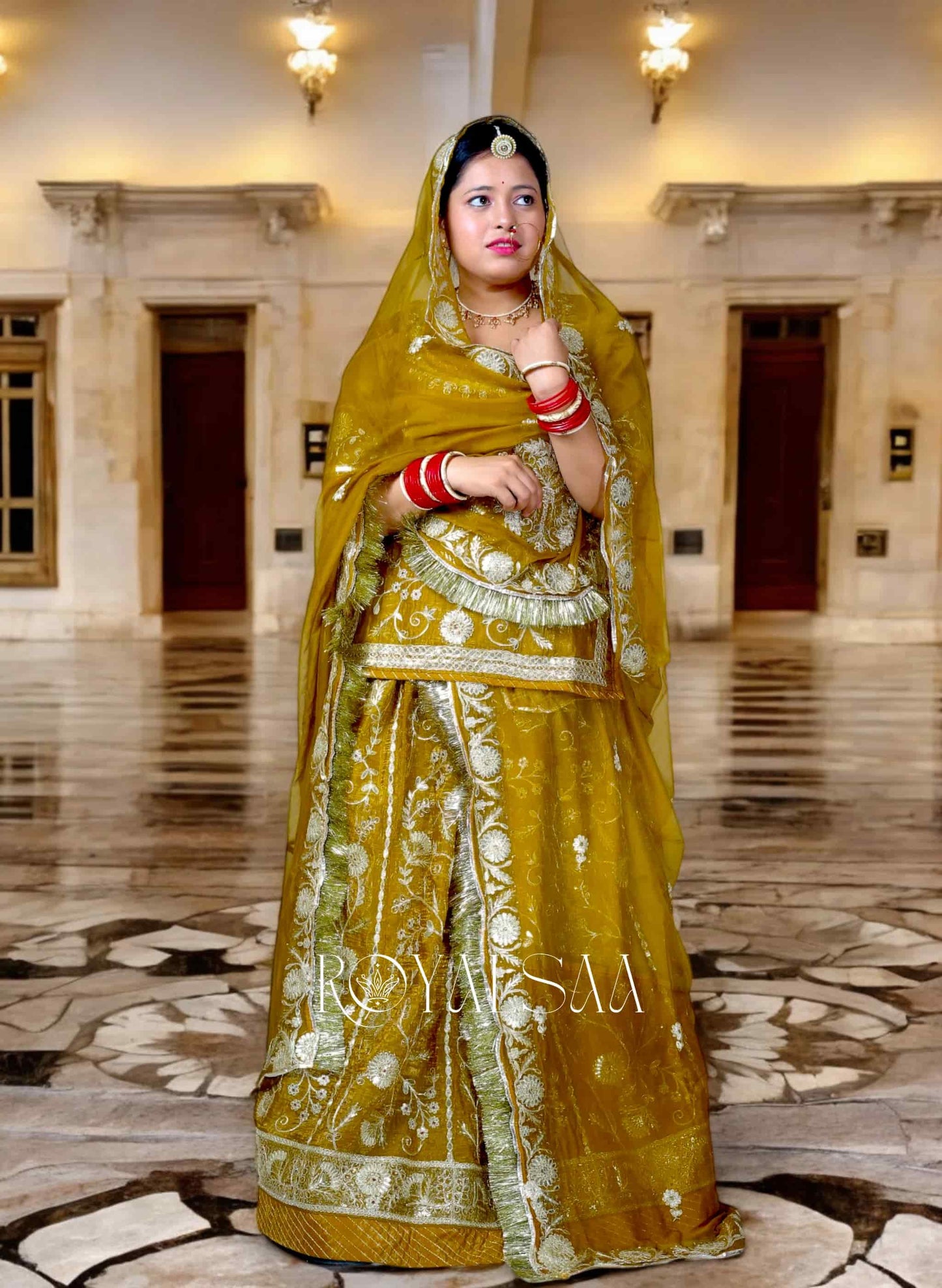 Jimmy Chu Mustard Bronze Rajputi Poshak