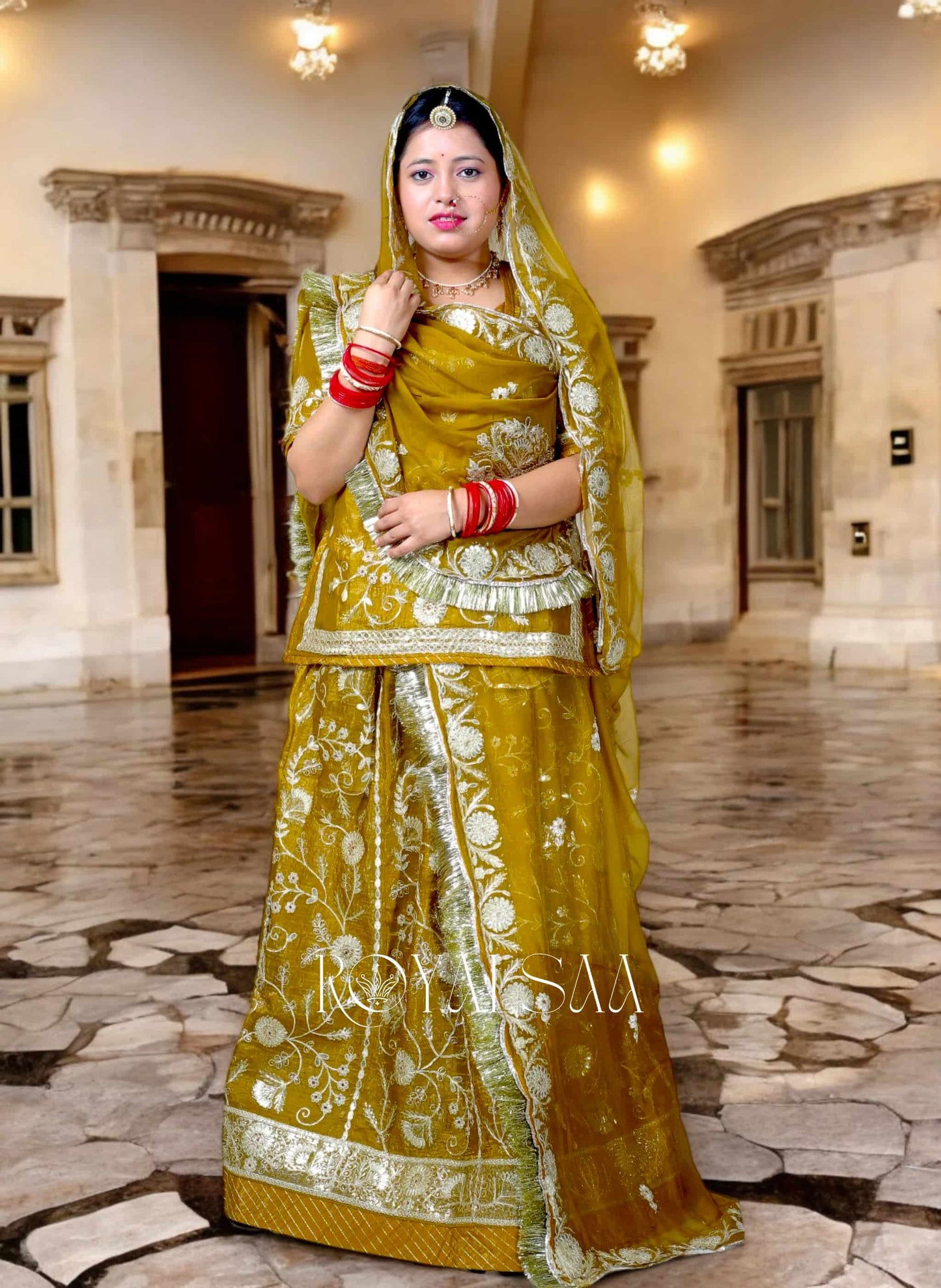 Jimmy Chu Mustard Bronze Rajputi Poshak