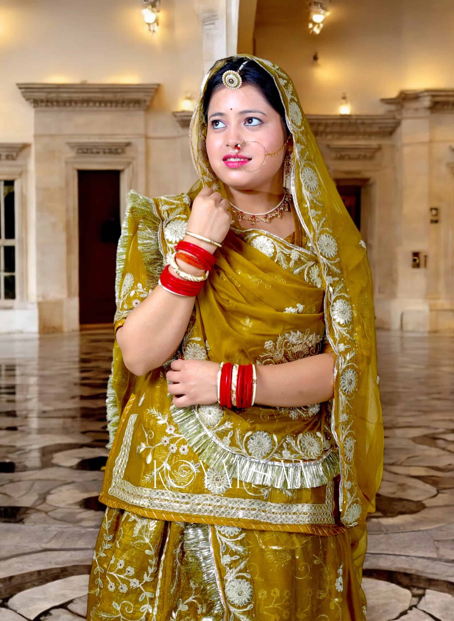 Jimmy Chu Mustard Bronze Rajputi Poshak