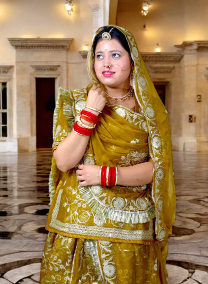 Jimmy Chu Mustard Bronze Rajputi Poshak