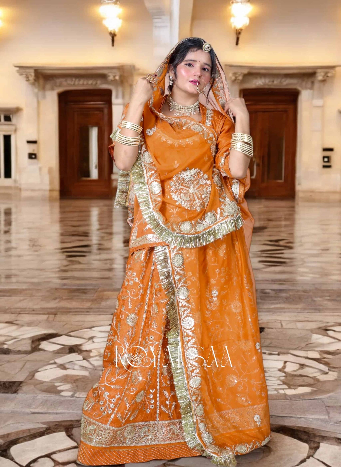 Jimmy Chu Burnt Orange Rajputi Poshak