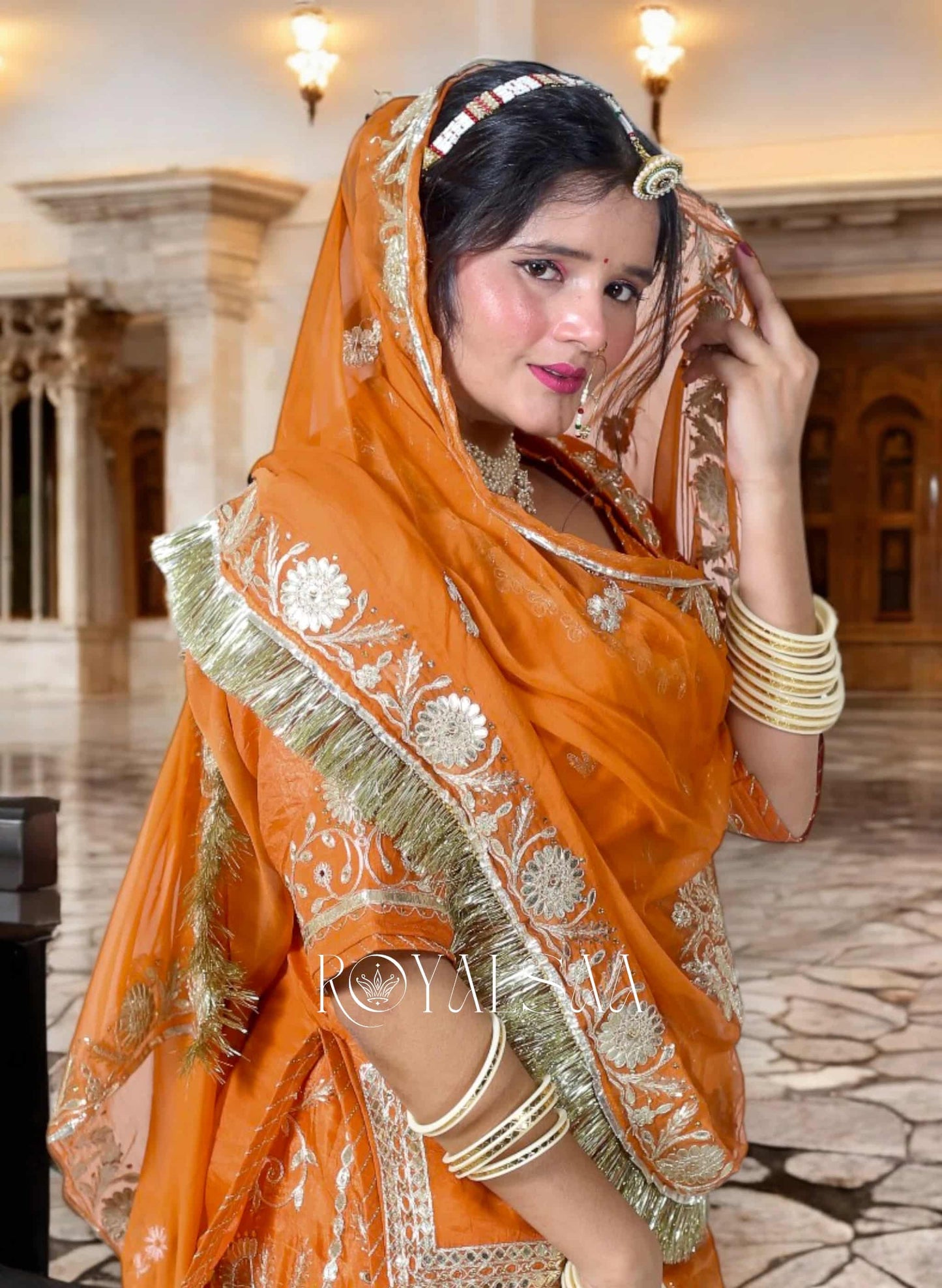 Jimmy Chu Burnt Orange Rajputi Poshak