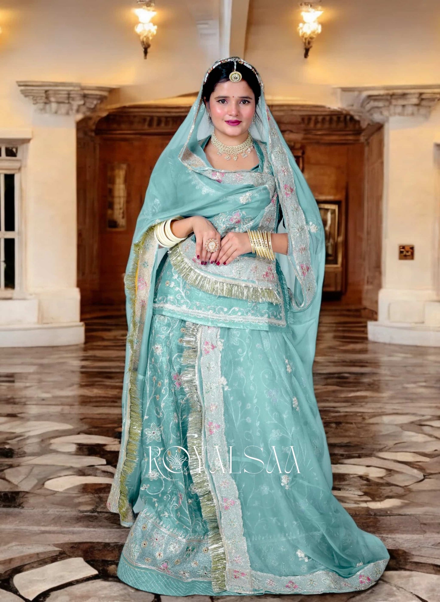 Aqua Heerban Rajputi Poshak Set