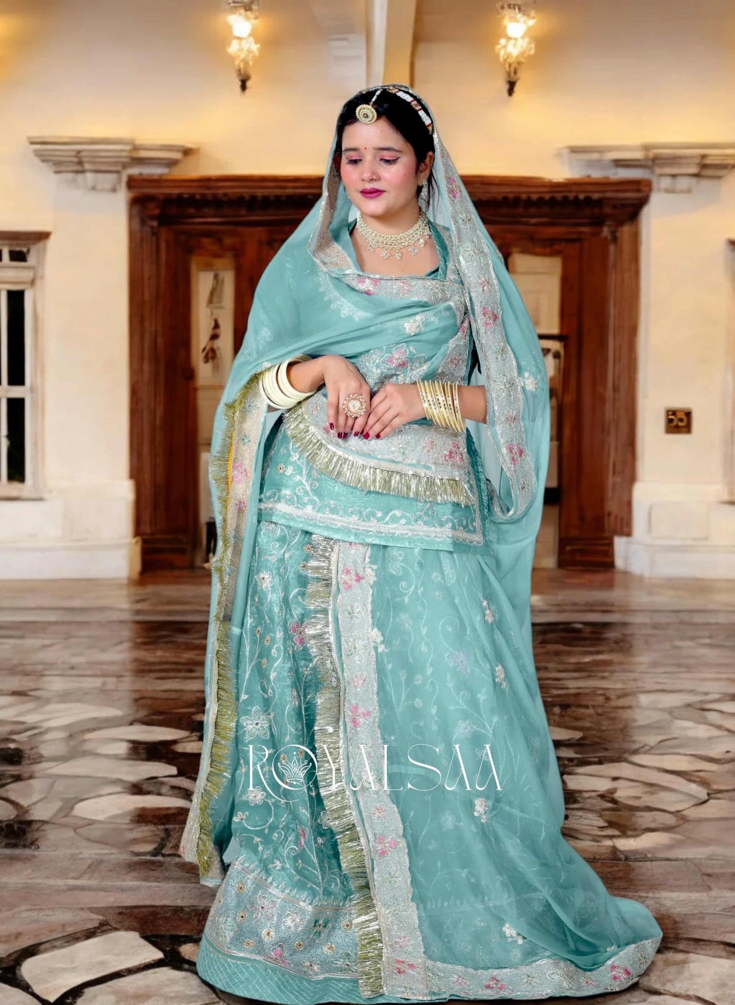 Aqua Heerban Rajputi Poshak Set