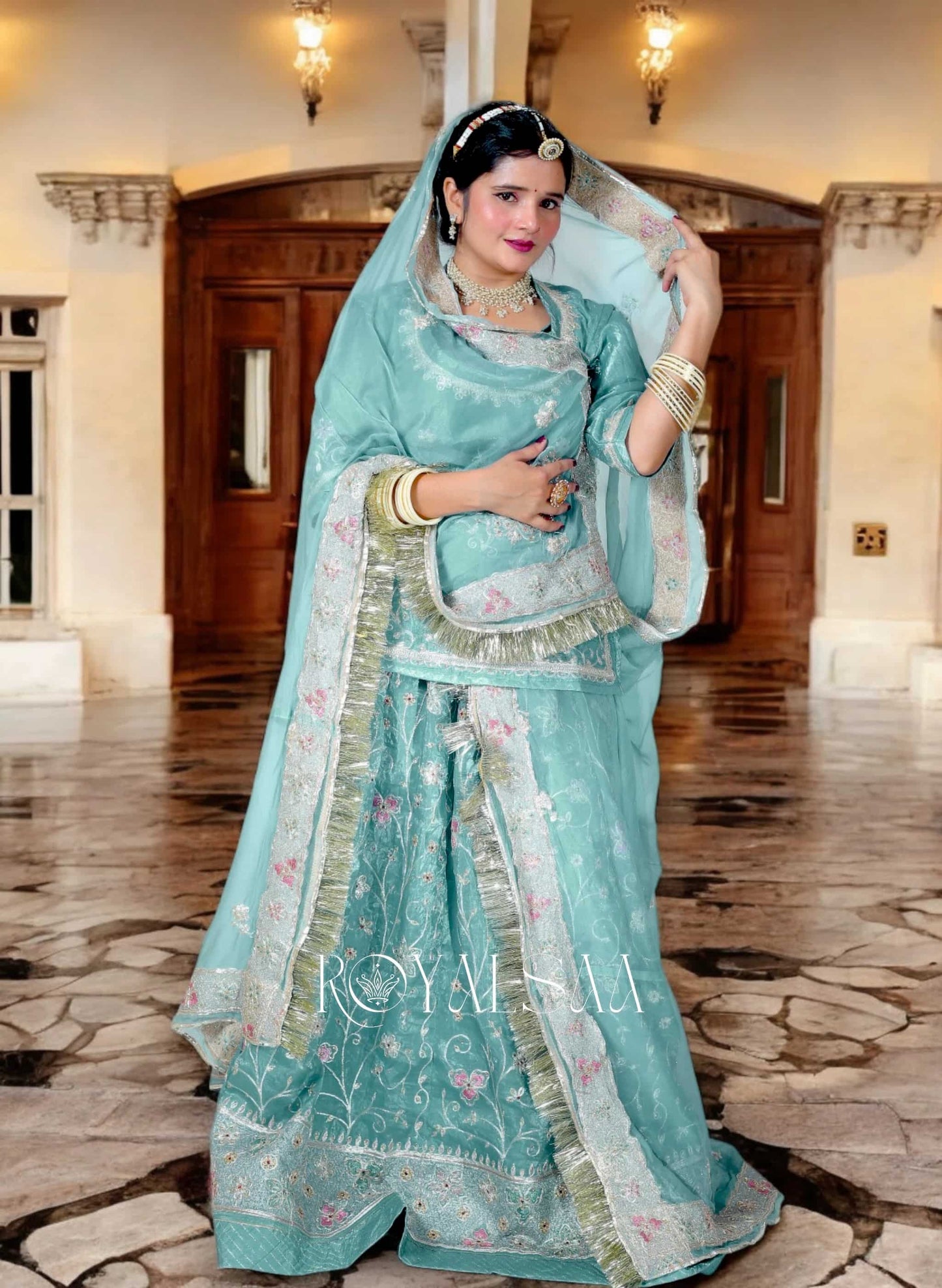 Aqua Heerban Rajputi Poshak Set