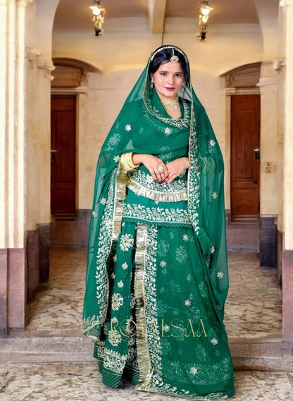 Hariyali Rajputi Poshak - Chiffon with Zari & Sequins