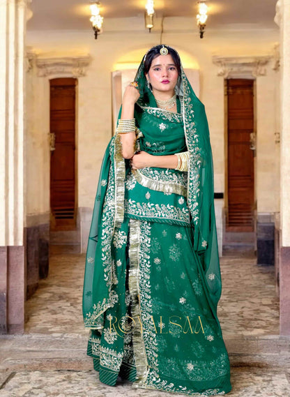 Hariyali Rajputi Poshak - Chiffon with Zari & Sequins