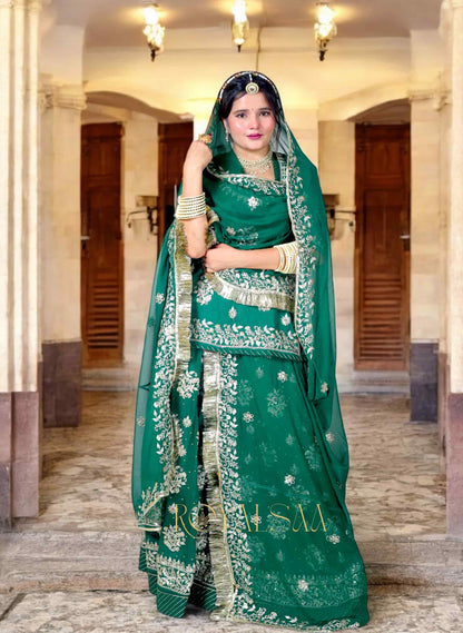 Hariyali Rajputi Poshak - Chiffon with Zari & Sequins