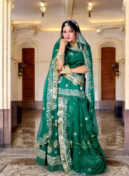 Hariyali Rajputi Poshak - Chiffon with Zari & Sequins