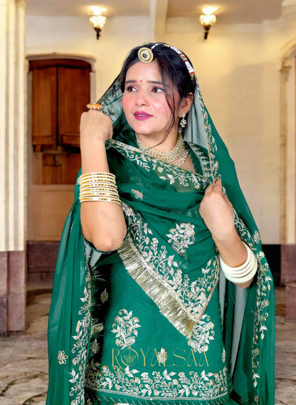 Hariyali Rajputi Poshak - Chiffon with Zari & Sequins