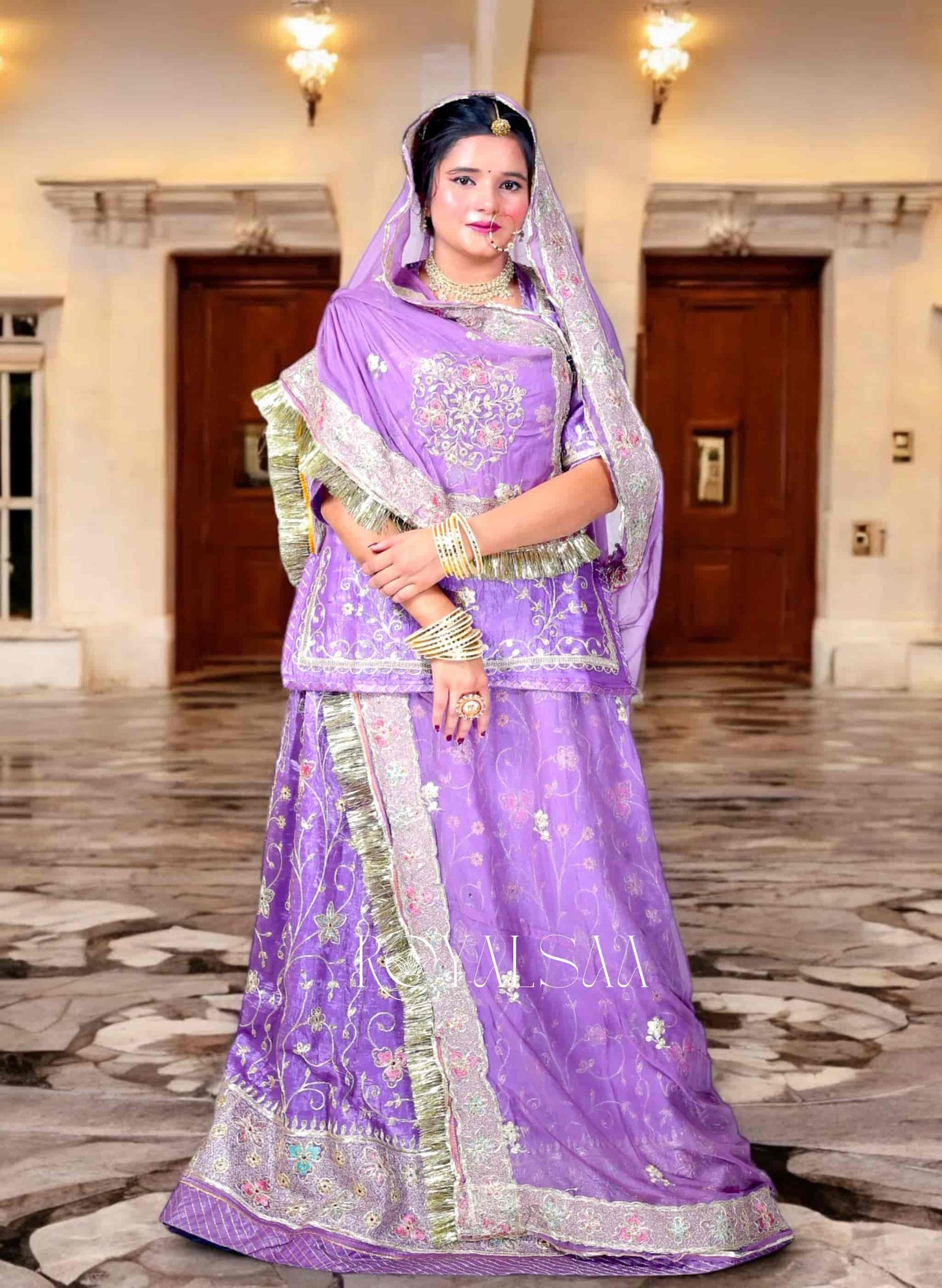 Lavender Noorani Rajputi Poshak Set