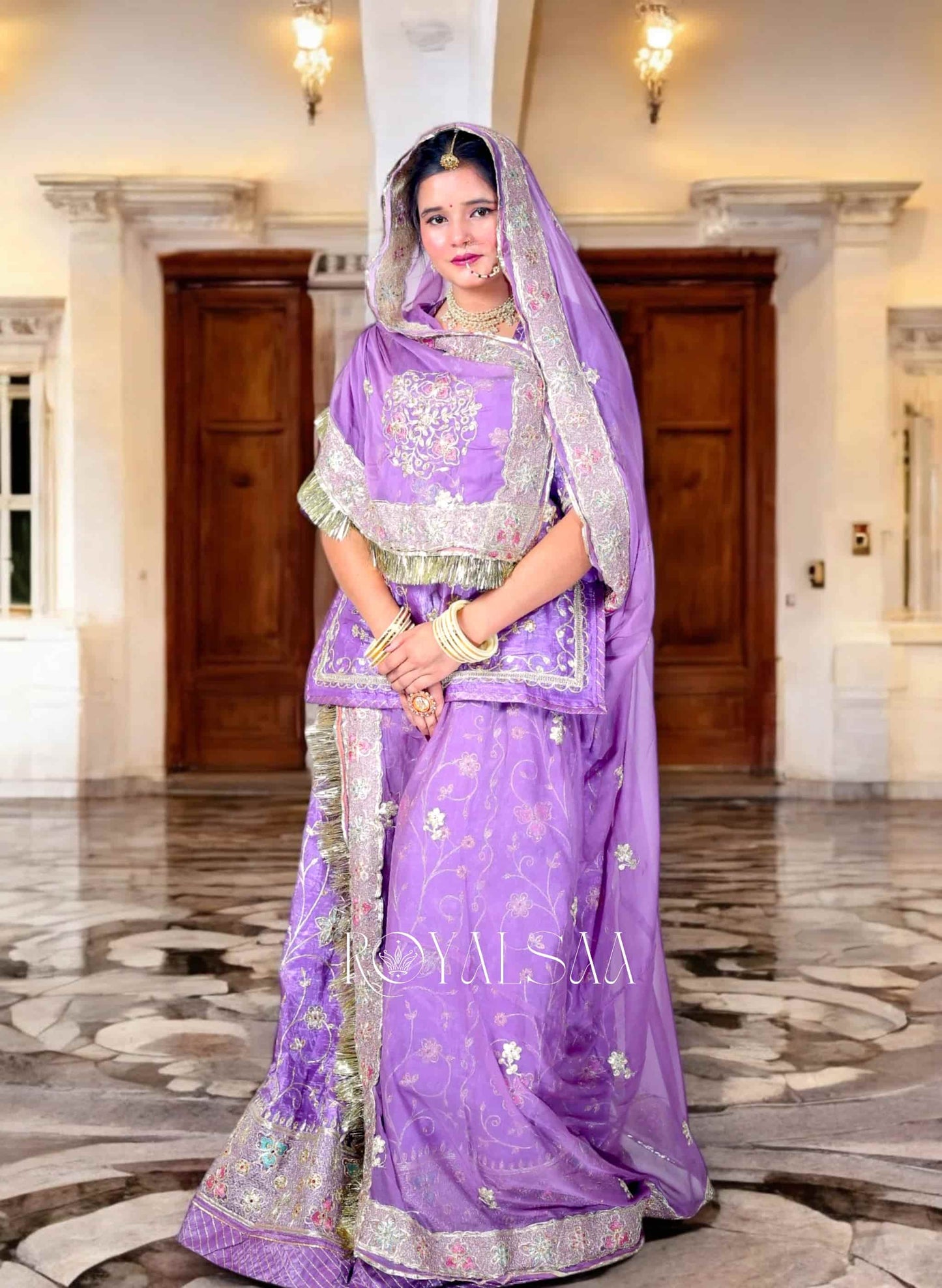 Lavender Noorani Rajputi Poshak Set