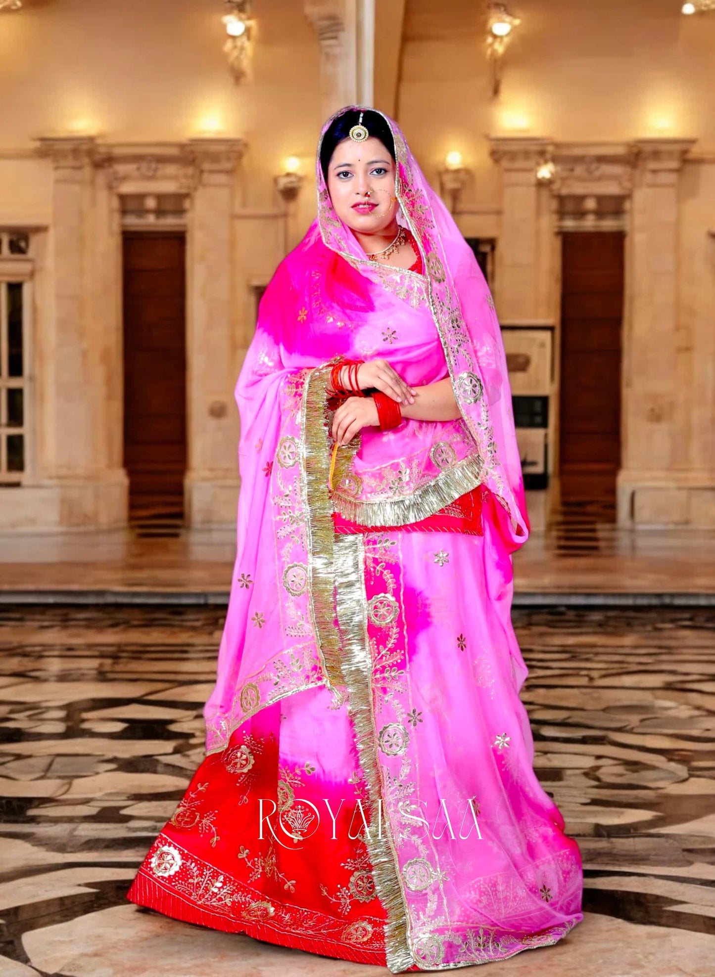 Rani Pink Silk Rajputi Poshak – Gota & Kundan