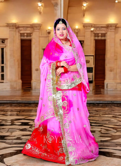 Rani Pink Silk Rajputi Poshak – Gota & Kundan