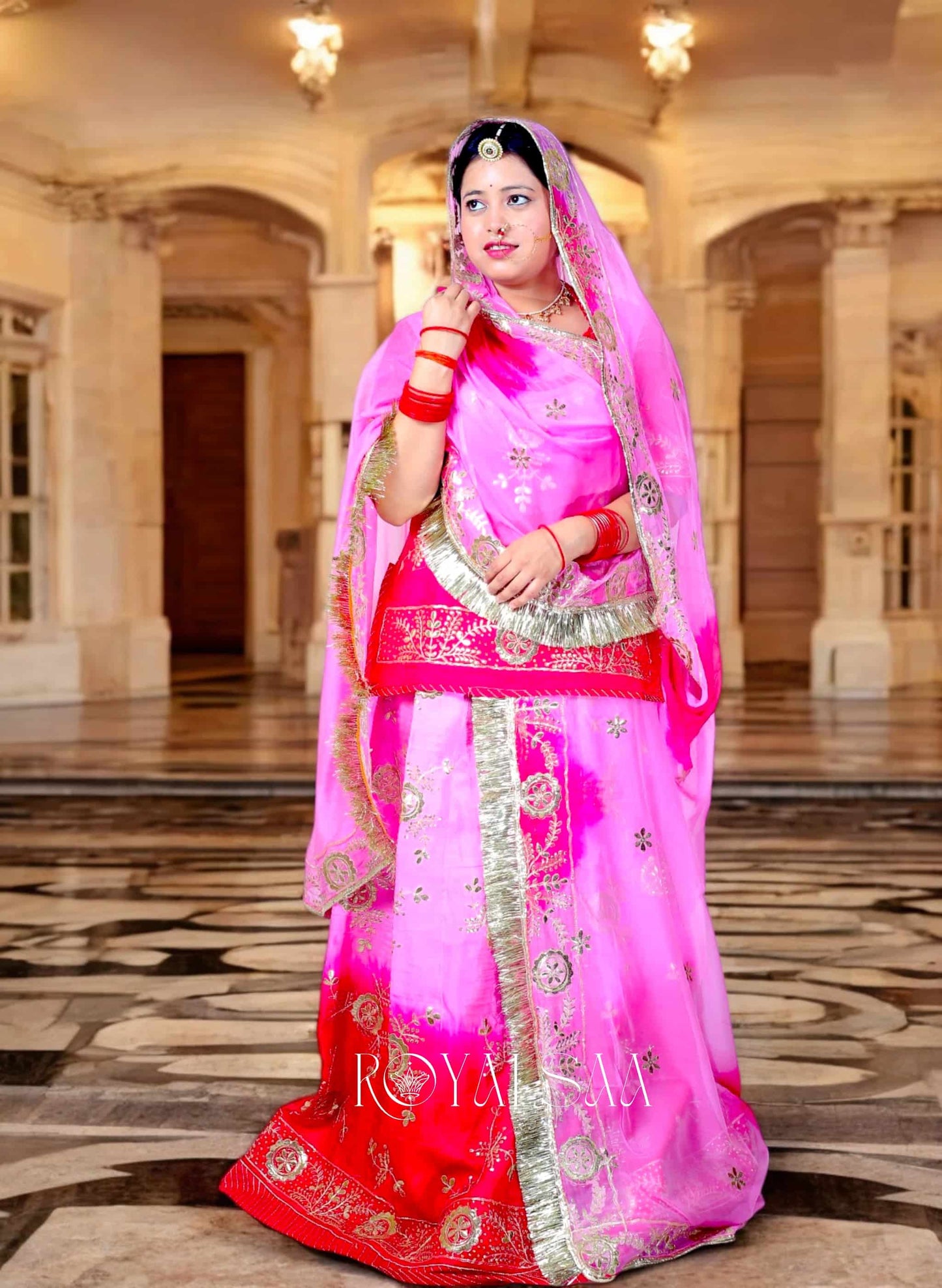 Rani Pink Silk Rajputi Poshak – Gota & Kundan