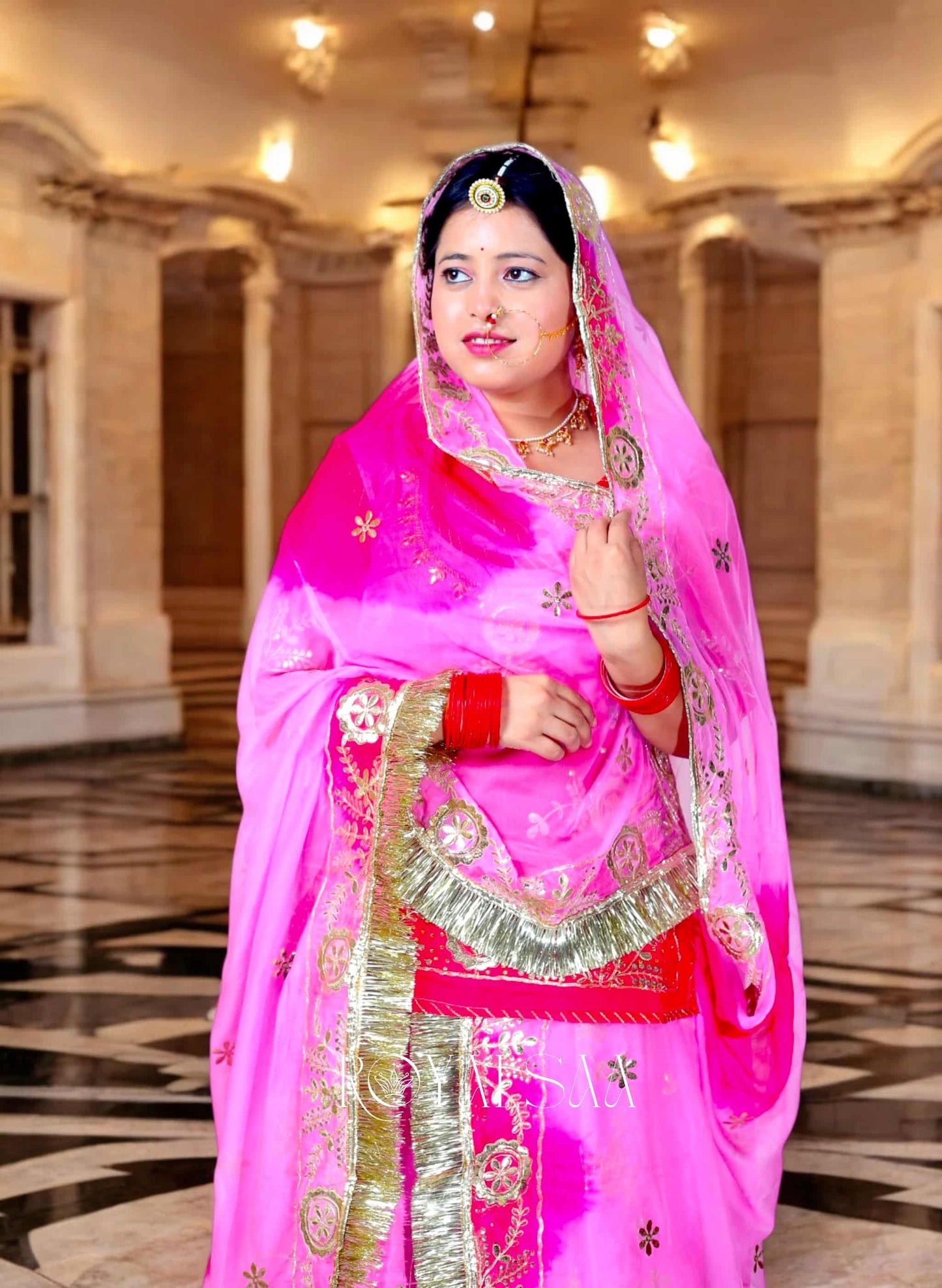 Rani Pink Silk Rajputi Poshak – Gota & Kundan