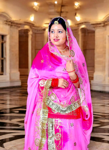 Rani Pink Silk Rajputi Poshak – Gota & Kundan