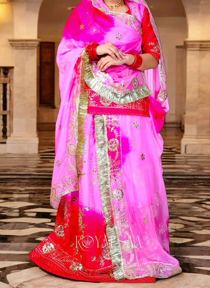 Rani Pink Silk Rajputi Poshak – Gota & Kundan