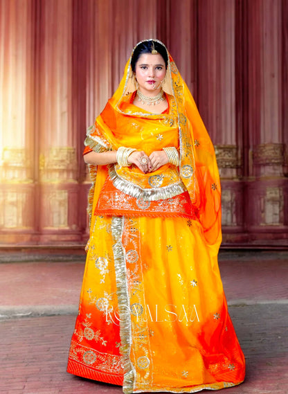 Sunset Silk Rajputi Poshak – Gota & Kundan