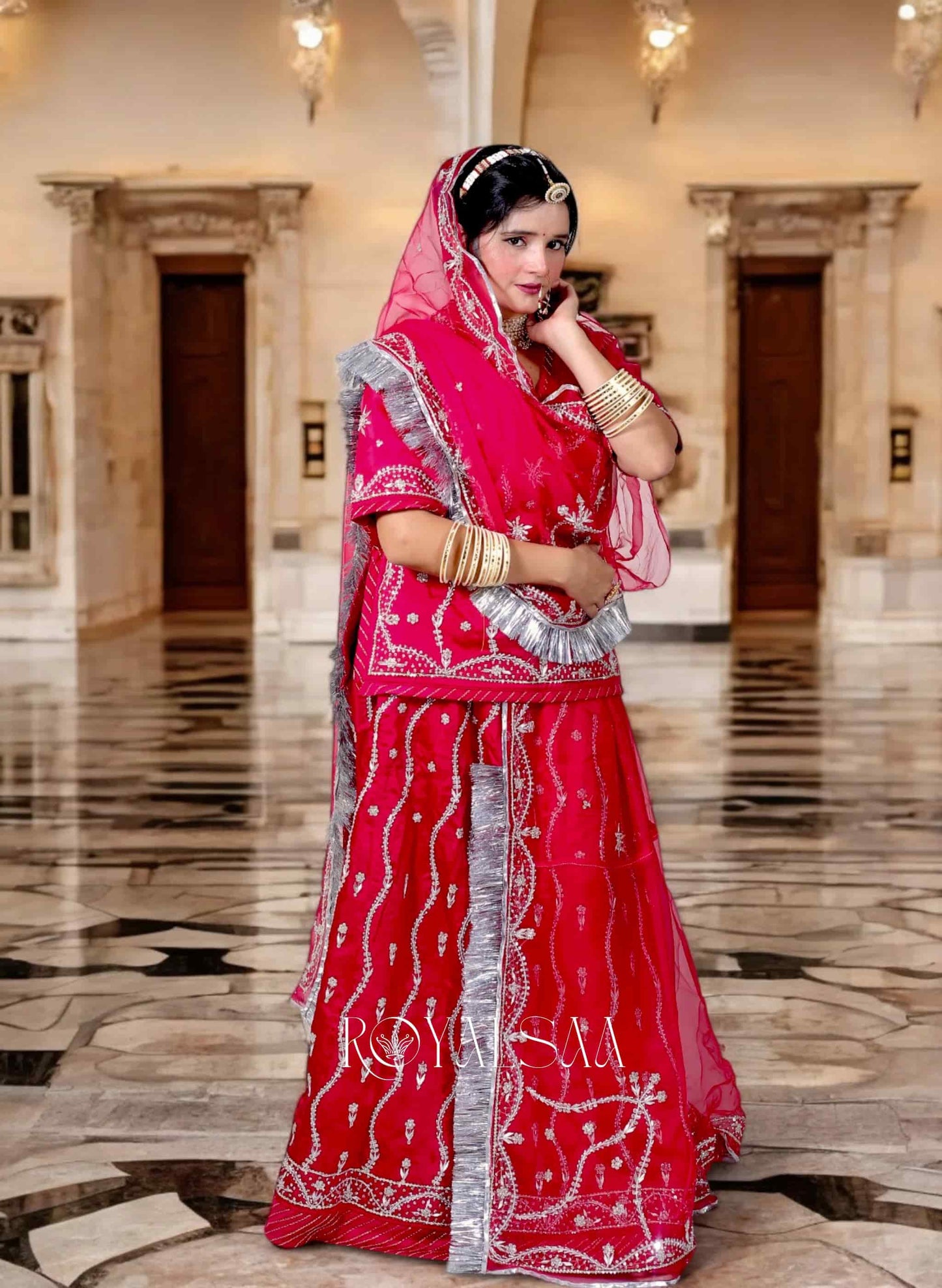 Rani Sa Magenta Poshak – Bamber Satin with Zari & Zardosi Work