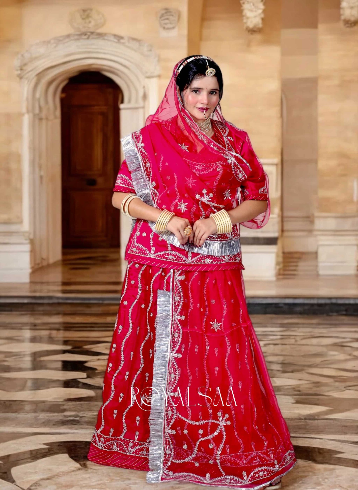 Rani Sa Magenta Poshak – Bamber Satin with Zari & Zardosi Work