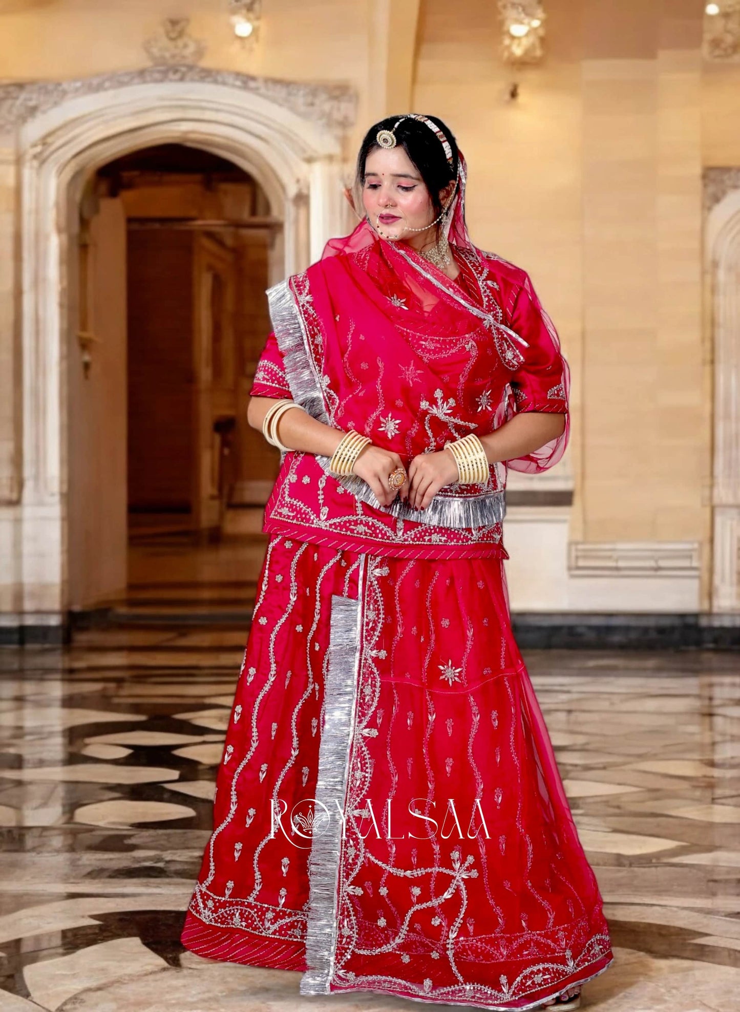 Rani Sa Magenta Poshak – Bamber Satin with Zari & Zardosi Work